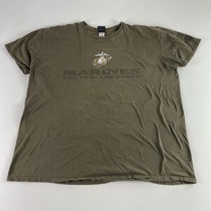 Harley Davidson T-Shirt Mens 3XL Green Short Sleeve Marines Motorcycle